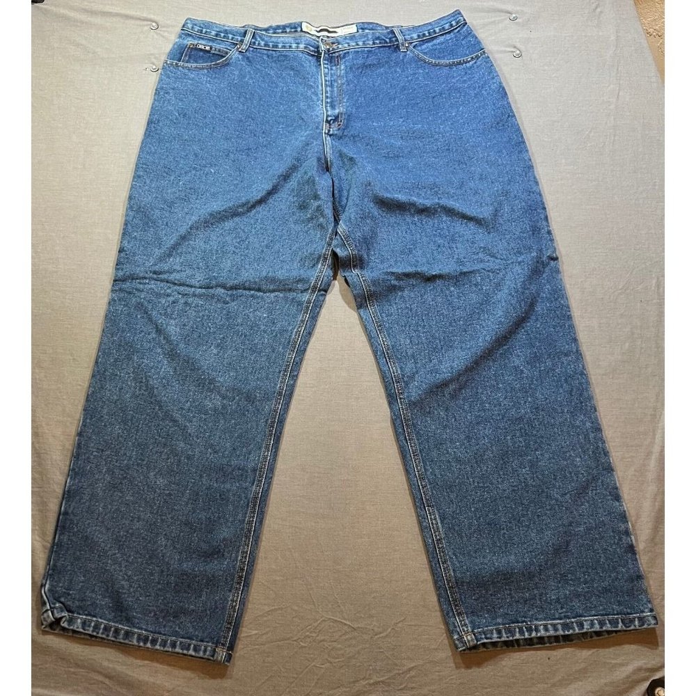 Cherokee Brand Pants Mens 44 Blue Denim‎ Relaxed Pocketed Zip Jeans Men 44x32